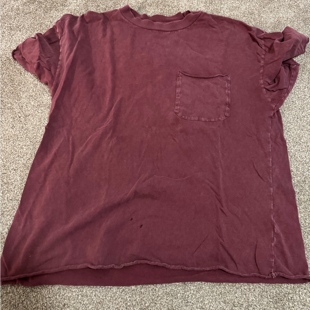 Abercrombie & Fitch Men’s Casual Maroon T-Shirt with Pocket Size L
